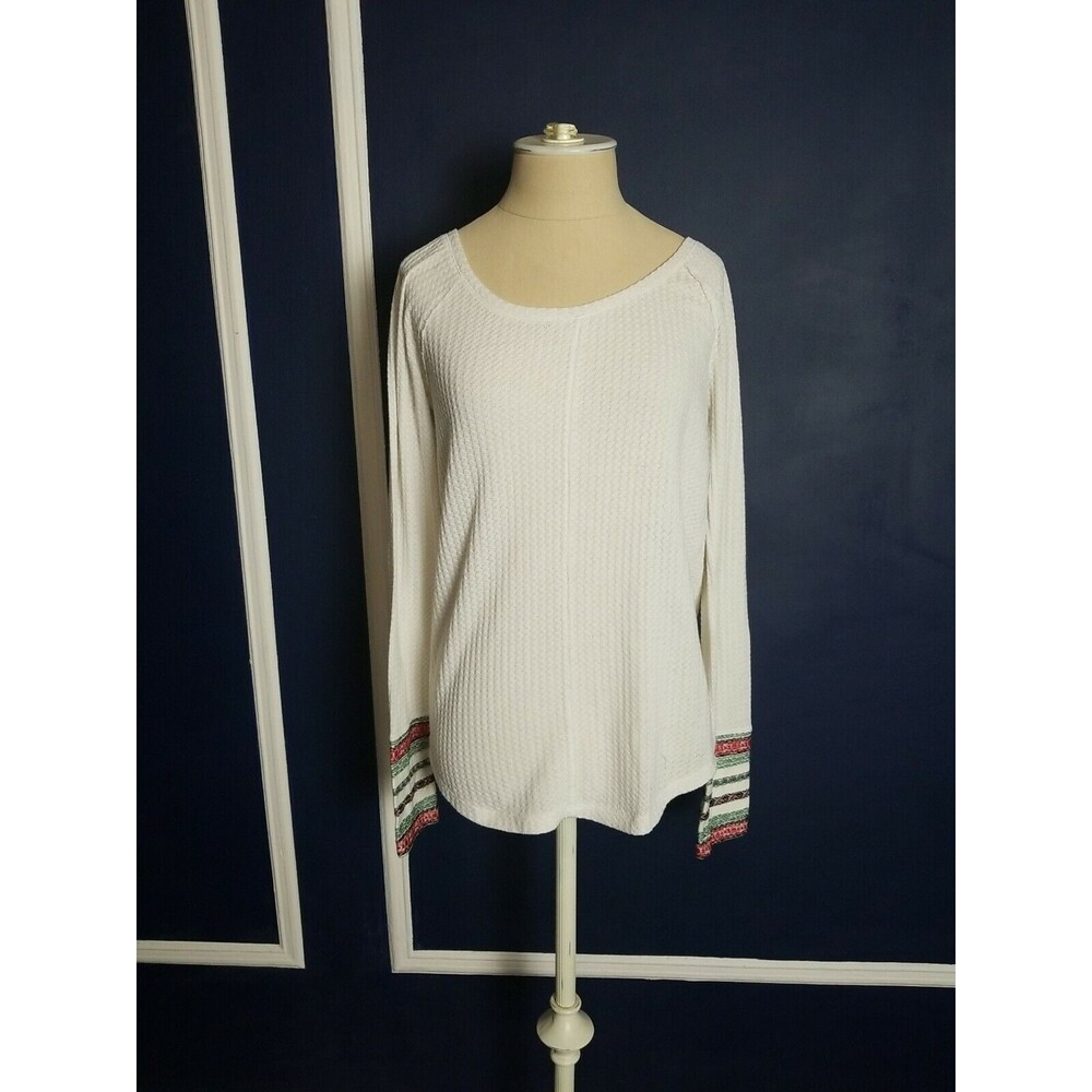 Sun And Shadow Nordstrom -Blouse Cream Embroidered Long Sleeve Size Medium